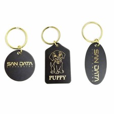 Personalized Metal Black Keychain with Custom Logo or Text for Office, Home