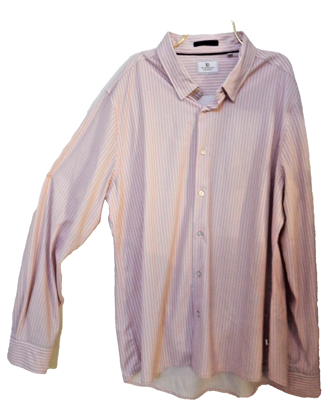7 Diamonds 4 Way Stretch Mens L Pink Preppy Stripe Long Sleeve CAMDEN shirt