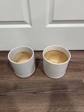Ceramic Planter Pot Set of 2 White 6 Inch Drainage Hole Saucer Indoor Plant