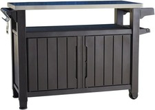 BBQ Side Table, Keter Unity XL 2 Door Storage Table Stainless Steel Worktop Grey
