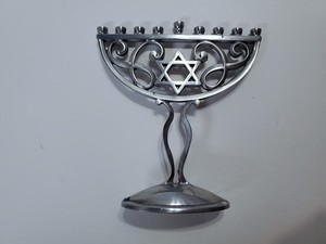 Rite Lite Mini MENORAH 4.75" Silver Metal Miniature Small