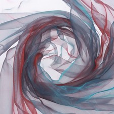 2 Yards x 59" Iridescent Sheer Organza Fabric, Gradient Wine Red Blue