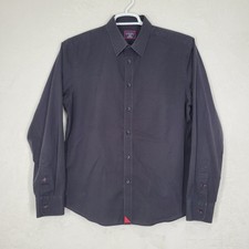 UNTUCKit Shirt Mens Large Slim Fit Black Stone W/ Red Long Sleeve Wrinkle Free 2