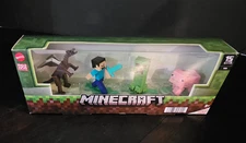 4 Pack Ender Dragon Steve Creeper Pig MINECRAFT 2023 Mattel 15 Years 15th NEW