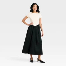 Women's Backless Knit Maxi Dress - A New Day Cream/Black S