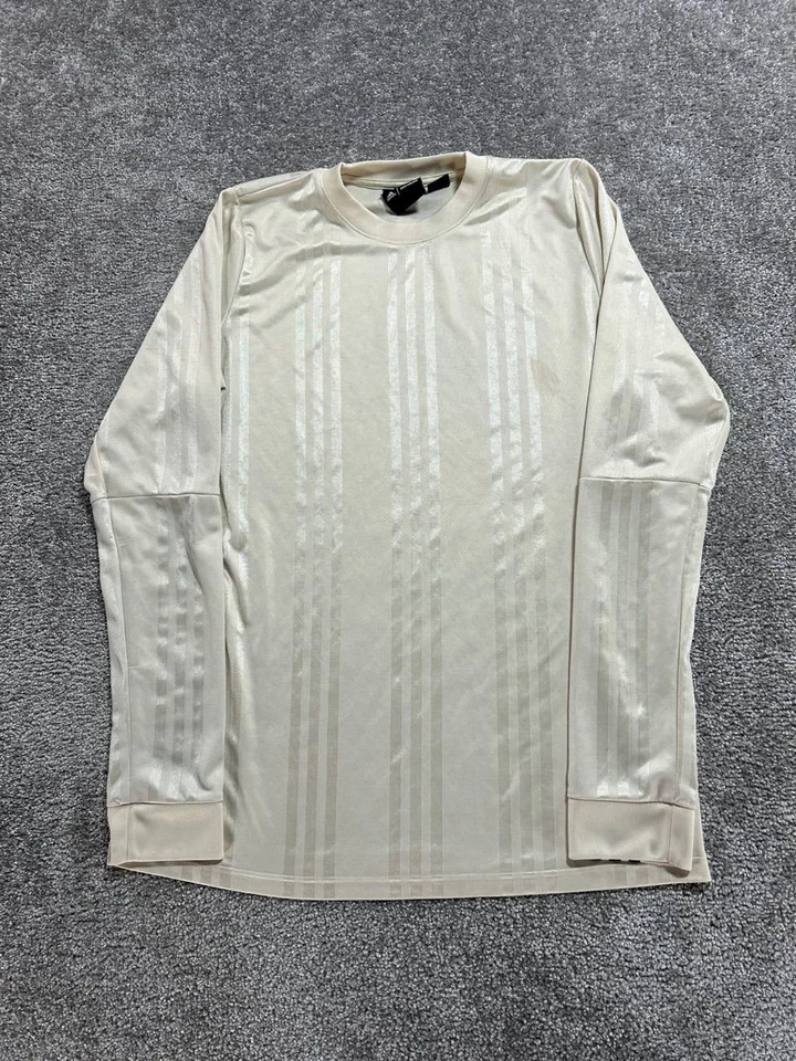 阿迪达斯常春藤公园足球球衣女式大号米色黑色3条纹运动训练 — 第 2/4 张图片