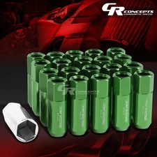 20X RACING RIM EXTENDED ACORN TUNER WHEEL LUG NUTS+1X ADAPTER KEY GREEN
