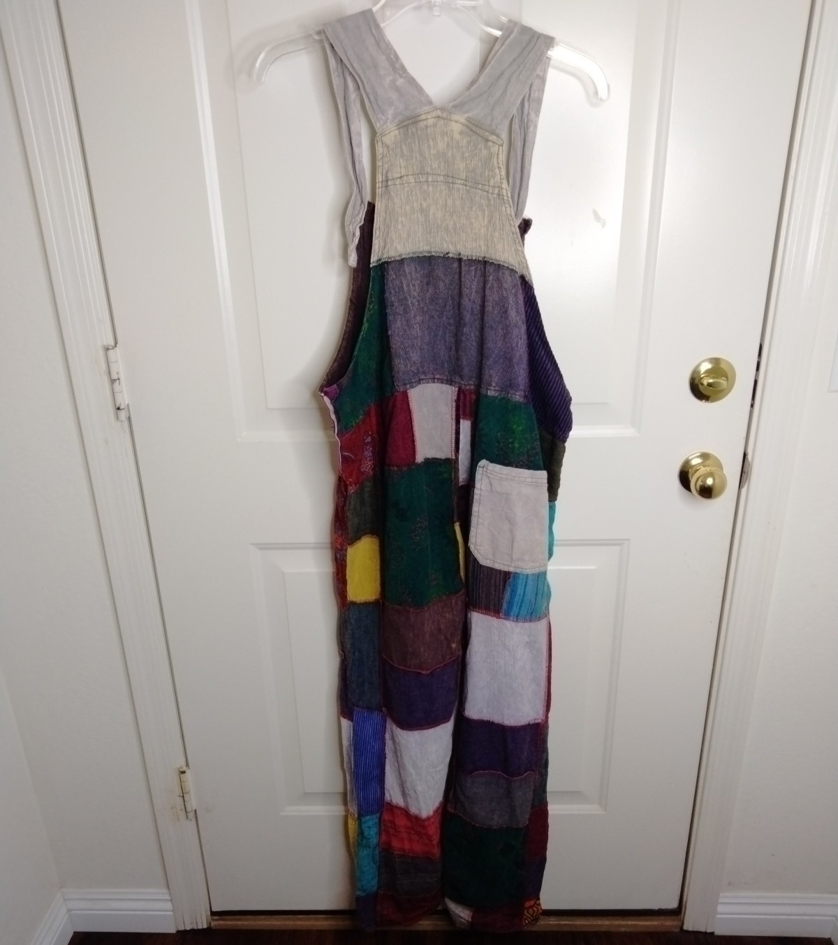 Rhea Boho Patchwork Overalls Medium Straight Leg … - image 2