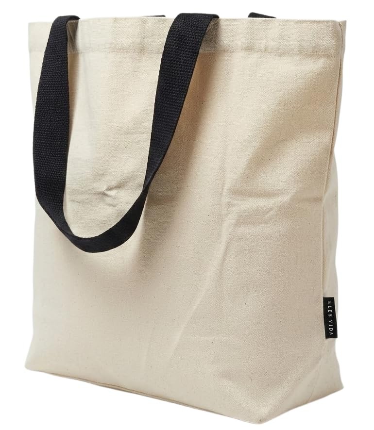 Sac en coton 45x38x15 cm grand format en toile épaisse beige pour les courses