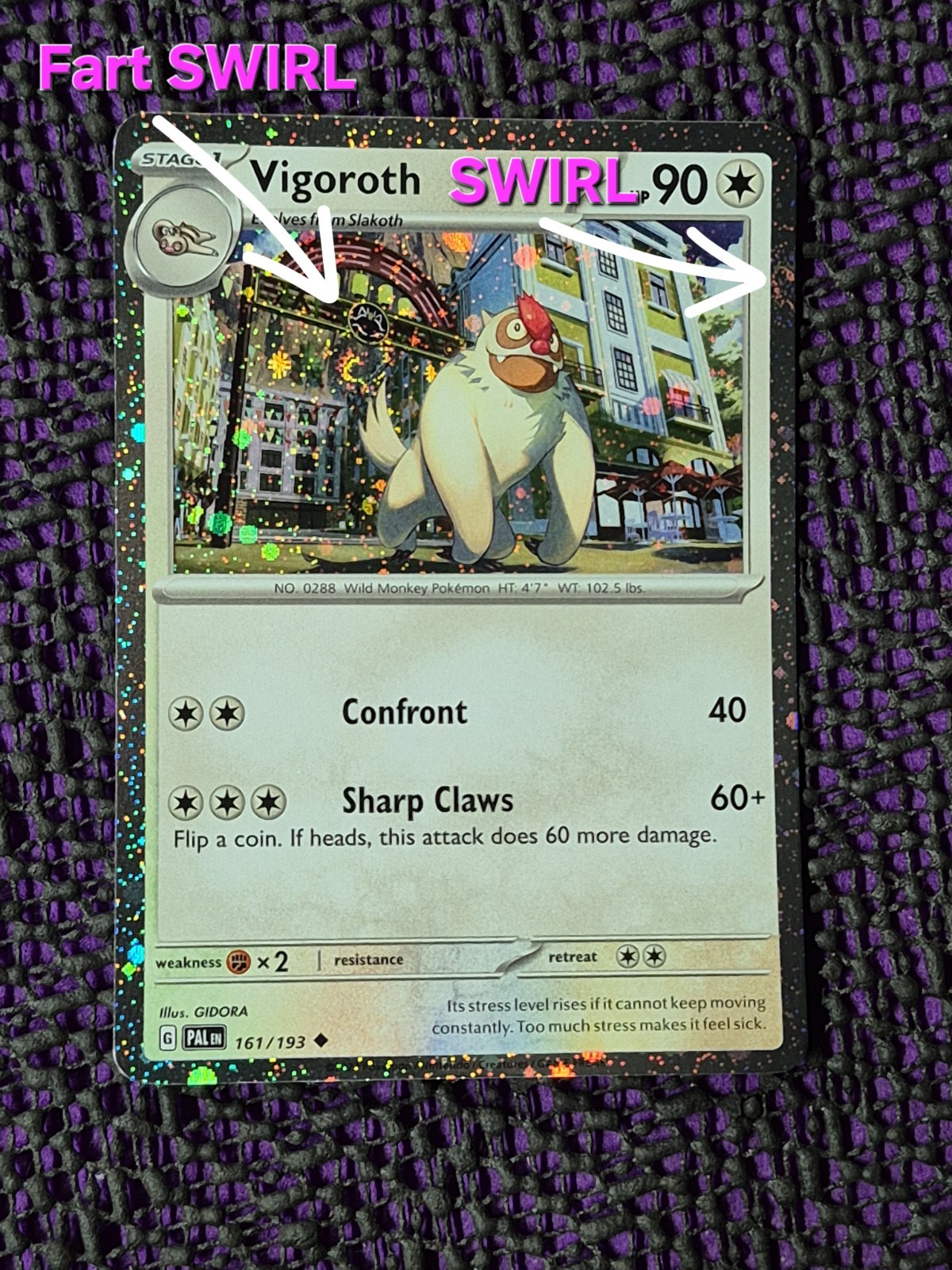 Vigoroth 161/193 Paldea Evolved Cosmos Holo DOUBLE SWIRL Pokemon Card NM