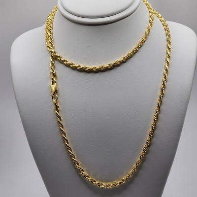 925 NEU Sterlingsilber Seil Halskette - vergoldet 2,8 mm 22'' KOSTENLOSER VERSAND