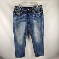 Vigoss Jeans Womens 13/14 Capri Heritage Fit Blue Denim (34x25)