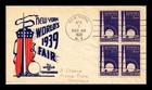 Dr Jim Stamps New York Worlds Fair 1939 Block First Day Cover Holland Cachet