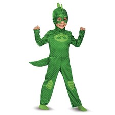 Official PJ Masks Gekko Costume for Kids, Size L Jumpsuit with Tail and Headpiec