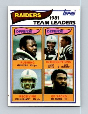 1982 Topps #185 Kenny King / Lester Hayes / Odis McKinney / Ramsey / Martin