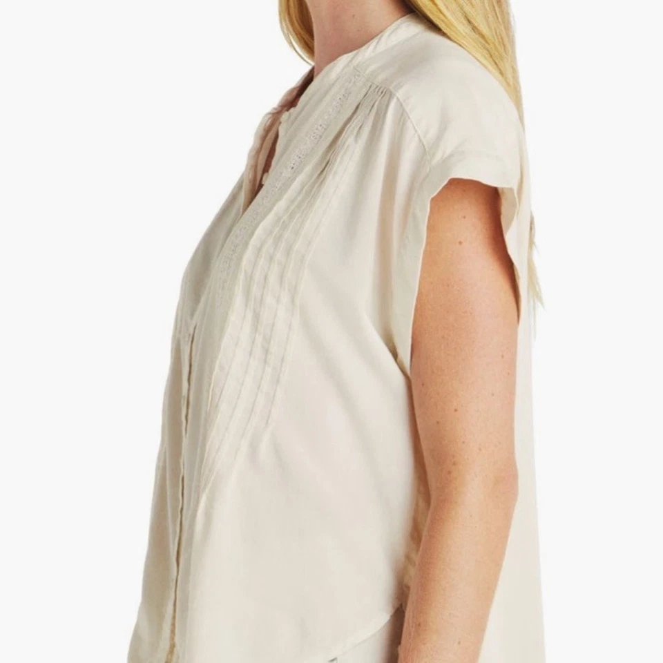 Splendid Paloma Pintuck Lace Top Ivory Size M - Image 4 of 4