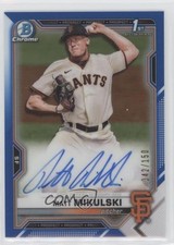 2021 Bowman Draft Chrome Pick Blue Refractor 42/150 Matt Mikulski Auto 02u3