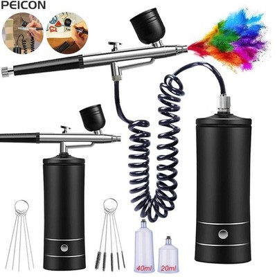 Tragbares Airbrush Set mit Kompressor Kabellos Mini Farbspritzpistole Air Brush