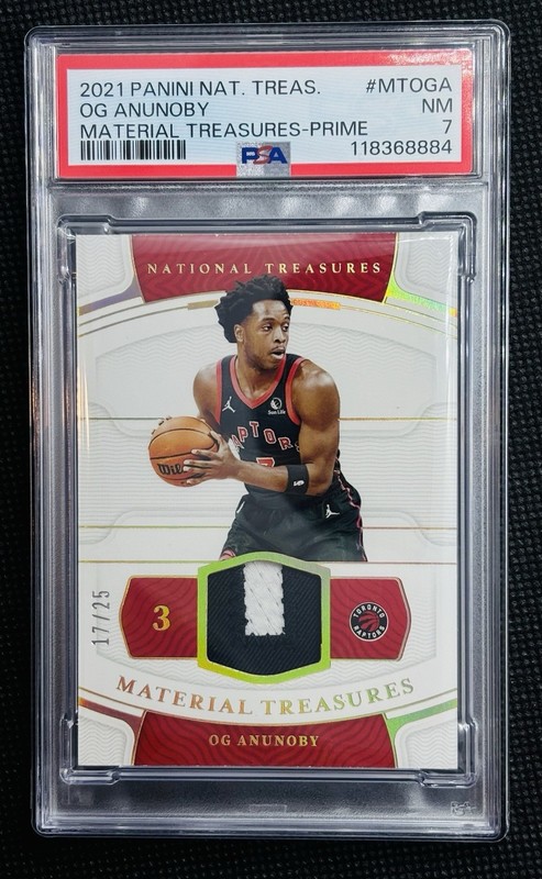 2021-2022 National Treasures OG Anunoby Material /25 Game-Worn Patch PSA