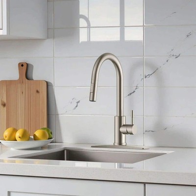 ANZA Single Handle Pull Down Sprayer Kitchen Faucet in Brushed Nickel