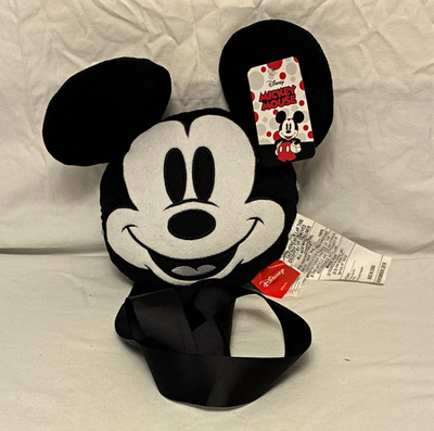 Disney Mickey Mouse Black & White Plush Toy with Ribbon and Tags