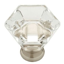 1-3/4" Faceted Acrylic Knob Clear with Satin Nickel