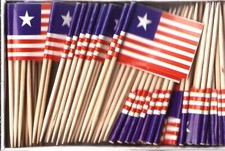 Box of 100 Liberia Toothpick Flags, 100 Small Mini Liberian Flag Cupcake Picks