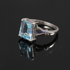 Natural Blue topaz Gemstone with 925 Sterling silver Ring for women's Jt44