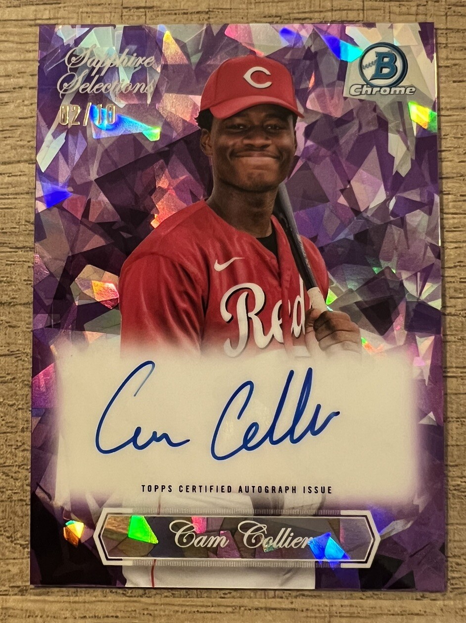 2023 Bowman Chrome Sapphire Cam Collier Selections Purple Auto /10 Futures MVP!!
