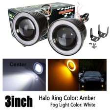 2x 3inch 3200lm Led Projector Fog Light Round Amber Angel Eye Halo 4x4 Truck 12v 2x 3inch 3200lm Led Projector Fog Light Round Amber Angel Eye Halo 4x4 Truck 12v