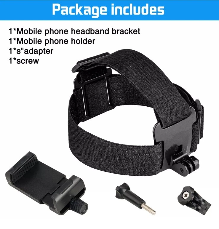 POV Phone Head Mount Belt Clamp Holder For iPhone Samsung Gopro Adjustable Strap - Image 2 of 4