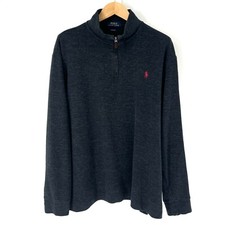 Polo Ralph Lauren Estate Rib Pullover Mens Size XL Mock Neck Quarter Zip Gray