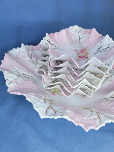 Juego de 7 flores de oro rosa festoneadas festoneadas con volantes RS Prusia - Imagen 16 de 18