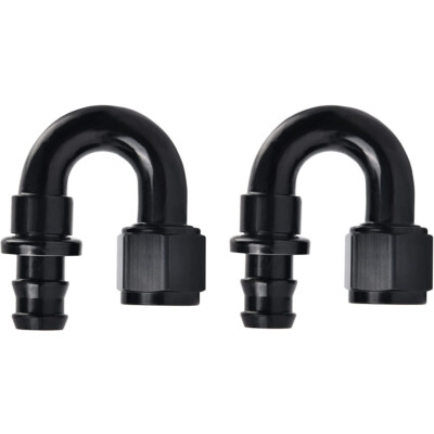 2PC -10 AN 180 Degree Push on Lock Hose Barb Fitting Oil/Fuel/Gas Line Adapter