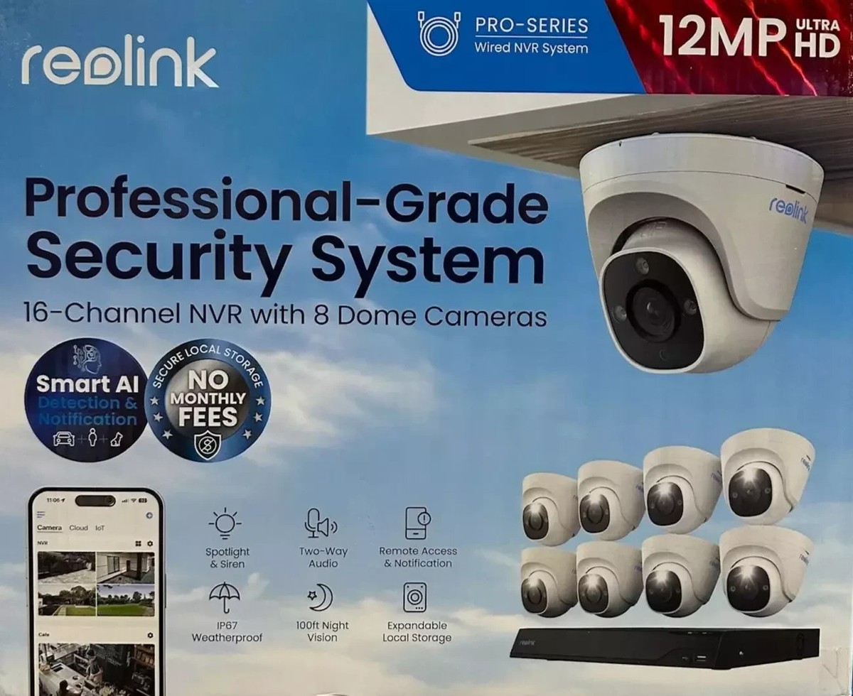 Reolink NVS16-12MD8 / 4K / 16-Channel / 4TB HDD / 8-Cam / Wired