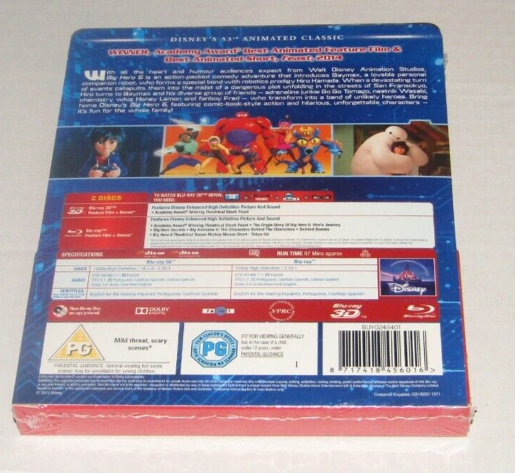 Disney Pixar's BIG HERO 6 3D+2D Blu-Ray Zavvi Exclusive  Steelbook New Sealed - Image 2 of 2