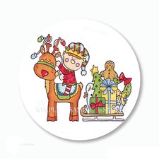 Country Santa Claus Christmas Sleigh Scrapbook Stickers Favors Envelope Seals