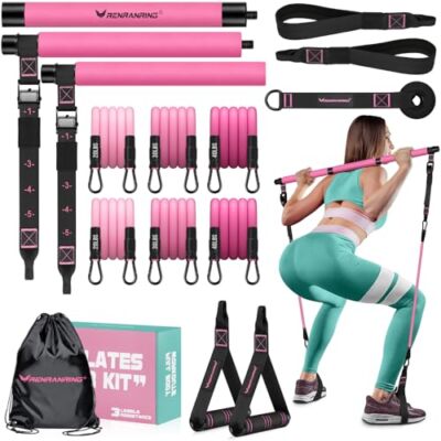 Pilates Bar Kit with Resistance Bands Multifunctional Pilates Bar
