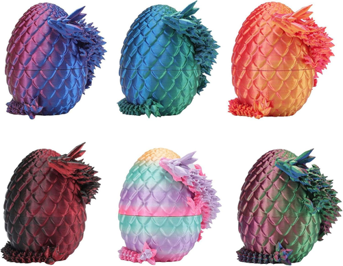 6 Pack 3D Printed Dragon Eggs with Dragon Inside Easter Basket Stuffers, Mini My