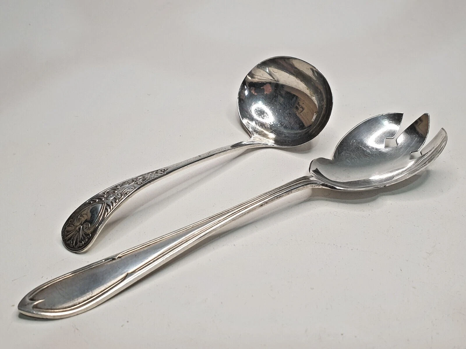 Vintage Silver-Plated Salad Servers & Sauce Ladle Set, EPNS Marked