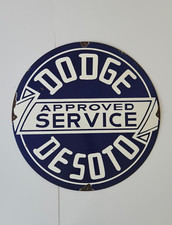 Vintage Dodge DeSoto Approved Service Porcelain Enamel Sign (24" x 24")