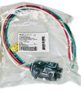 1300670032 Quick-Chang Receptacl 4-Pole Femal Straight 1/2in NPT 16' #12 PVC lea