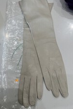 Vintage Womens Leather Long Gloves Italy France Size 7 White 15  