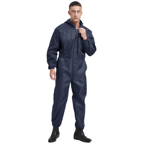 Mens Coverall Flame Jumpsuit Resistant Hooded Mechanic Dungarees Halloween Work - Picture 15 of 50