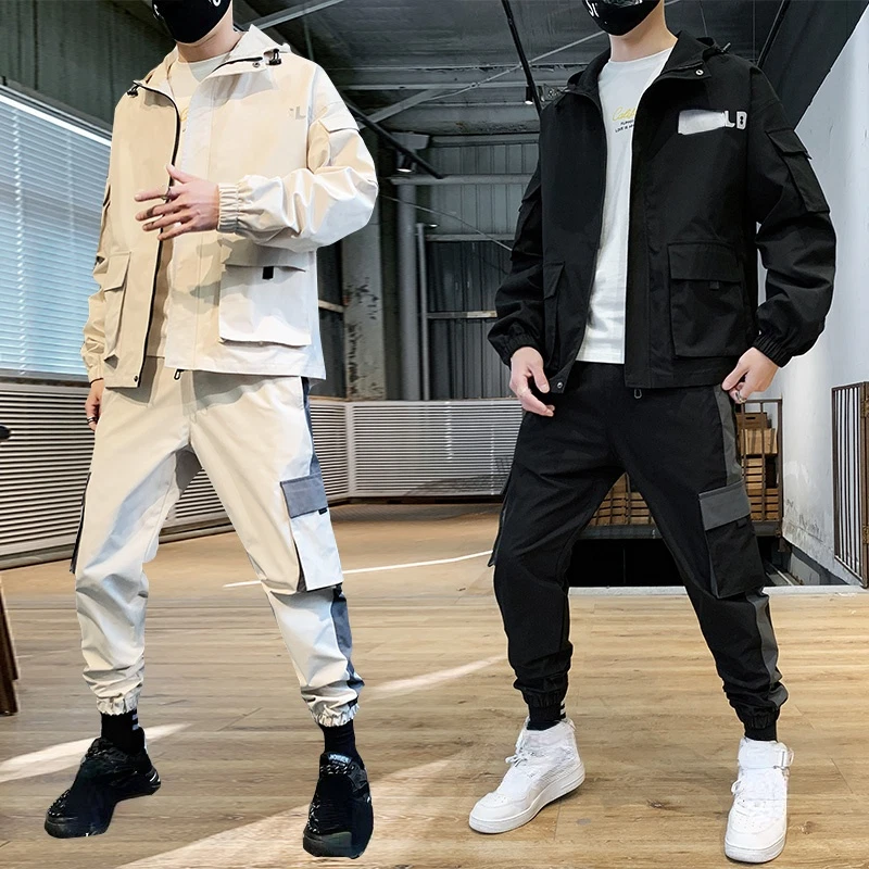 Autumn Mens Streetwear Tracksuit Set Hooded Coat Jacket Joggers Cargo Pants  New | eBay