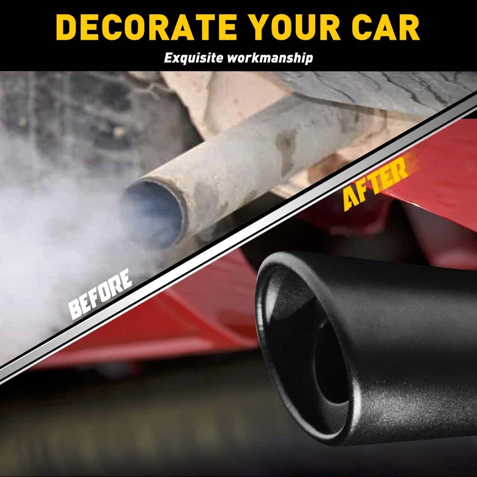 Tubo de escape negro de entrada de 2,5" automático trasero garganta cola silenciador accesorios punta entrada Foto 4 de 4