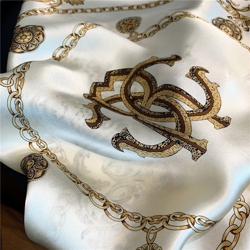 100% Silk Scarf Women White Leopard Print Kerchief Small Square Bandana 53*53cm - Picture 3 of 5