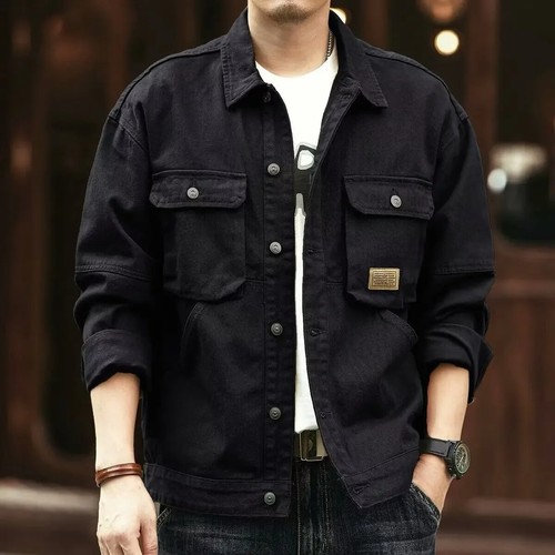 Trendy High-end Denim Jacket Long Sleeve Workwear Thick Winter Jacket - Picture 22 of 28