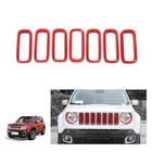Front Grille Inserts Cover Trim For 15-18 Jeep Renegade Accessories Red 7Pcs Abs (For: Jeep Renegade)