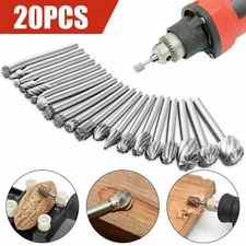 20pcs 1/8" Shank Tungsten Carbide Burr Rotary Cutter Drill Bits Tools Files Set